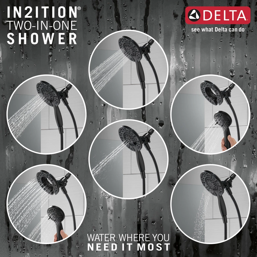 Delta Larkin Matte Black Head Shower And Bath Faucet 4-Piece Set - Image 5