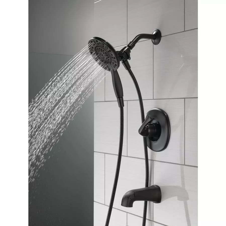 Delta Larkin Matte Black Head Shower And Bath Faucet 4-Piece Set - Image 7