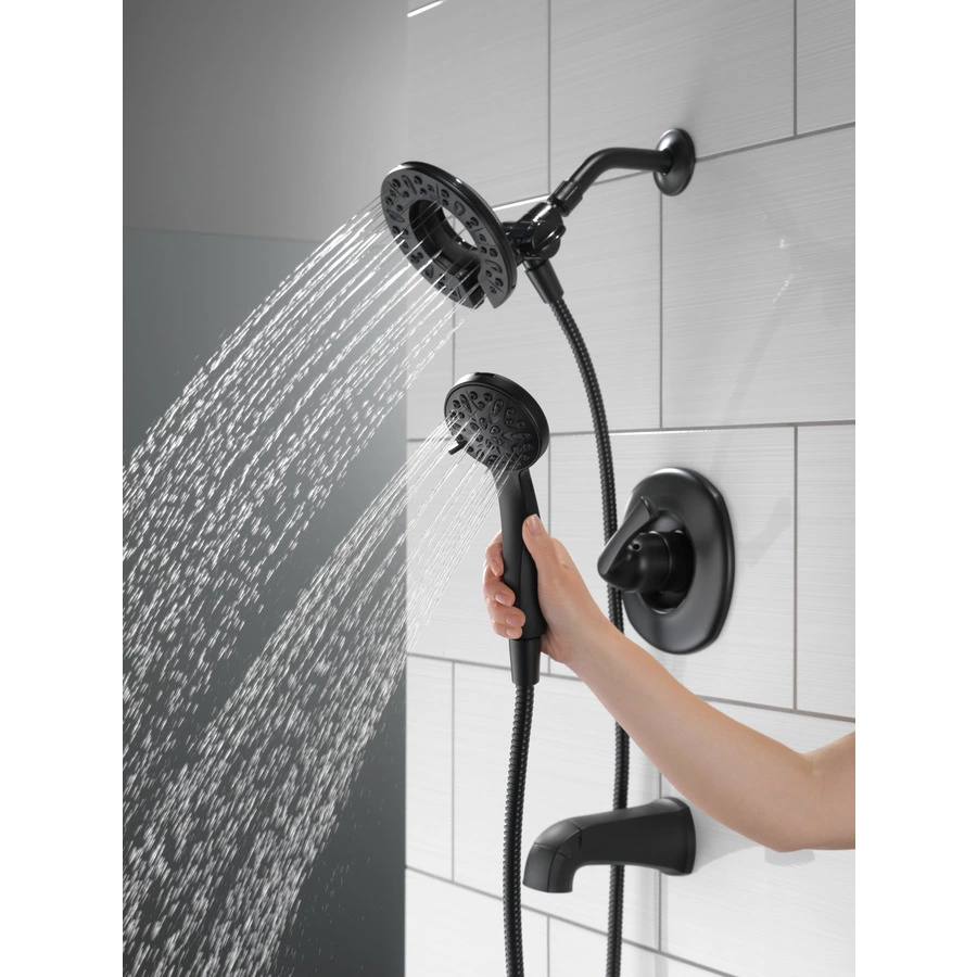 Delta Larkin Matte Black Head Shower And Bath Faucet 4-Piece Set - Image 2