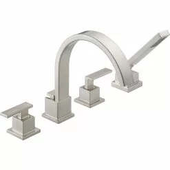 Delta Vero Deck Mount Roman Tub Faucet - 8.75-in. - Stainless Steel