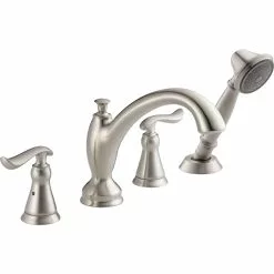 Delta Linden Deck Mount Roman Tub Faucet - 8.38-in. - Stainless Steel