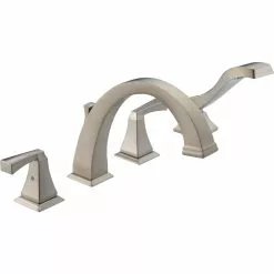 Delta Dryden Deck Mount Roman Tub Faucet - 9-in. - Stainless Steel
