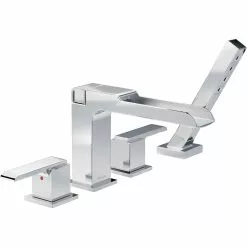 Delta Ara Deck Mount H2Okinetic(R) Roman Tub Faucet - 9-in. - Chrome