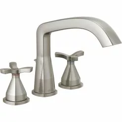 Delta Stryke Deck Mount Roman Tub Faucet - 9.72-in. - Stainless Steel