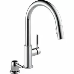 DELTA Trask Single Handle Pull-Down Kitchen Faucet With Soap Dispenser In Chrome