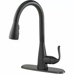DELTA Grenville Matte Black 1-Handle Deck Mount Pull-Down Kitchen Faucet